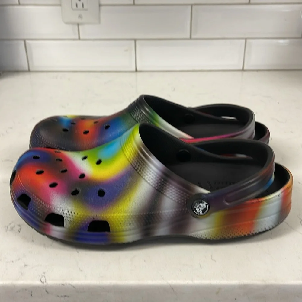 Crocs Classic Clog Solarized Tie Dye Unisex Women’s 12 - Mens 10 Black / Multi